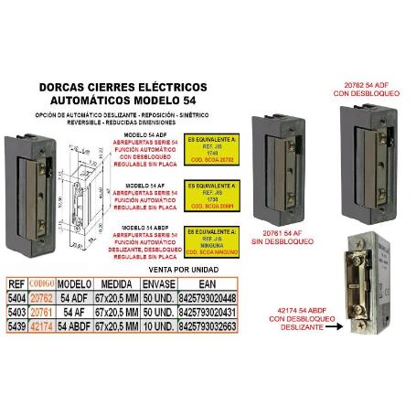 DORCAS CIERRE ELECT.AUTOM. 54-ABDF+DESBL.DESLZ.S-PLACA S-5438-B2