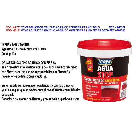 CEYS AGUASTOP CAUCHO ACRILICO CON FIBRAS 1 KG ROJO 903309