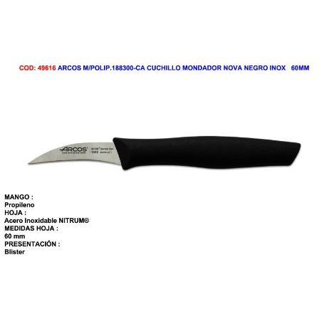 ARCOS M-POLIP.188300-CA CUCHILLO MONDADOR NOVA NEGRO INOX   60MM