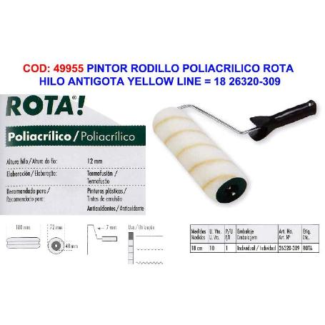 PINTOR RODILLO ROTA ANTIGOTA PARED-TECHO YELLOWLIN 18CM 26320309