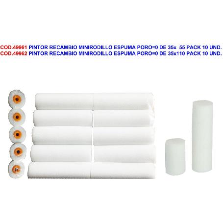 PINTOR RECAMBIO MINIRODILLO ESPUMA PORO 0 DE 35X5.5 (CAJA 10 UNIDADES)