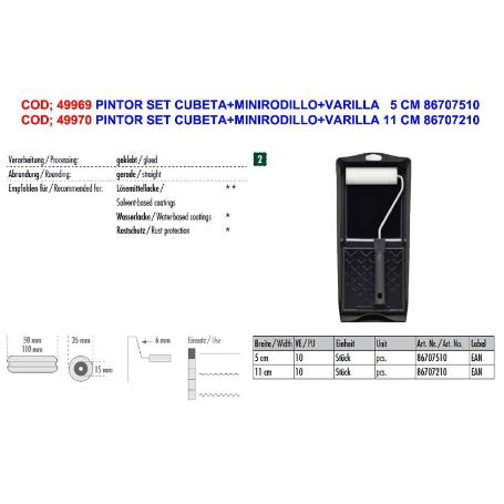 PINTOR SET CUBETA+MINIRODILLO+VARILLA   5 CM 86707510