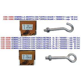 HEMBRILLA CERRADA CON TUERCA METRICA   5X  40   70000602 (CAJA 100 UNIDADES)