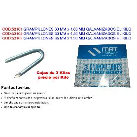 GRAMPILLONES 30 MM X 1,60 MM GALVANIZADOS EL KILO (CAJA 3 UNIDADES)