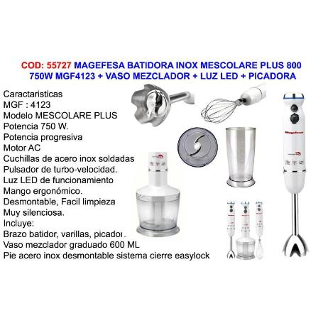 MAGEFESA BATIDORA INOX MESCOLARE PLUS 750W MGF4123+VASO+PICADORA