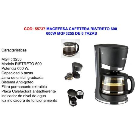 MAGEFESA CAFETERA RISTRETO 600  600W MGF3255 6 TAZAS