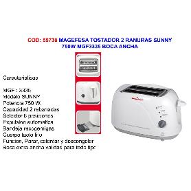 MAGEFESA TOSTADOR 2 RANURAS SUNNY 750W MGF3335 BOCA ANCHA