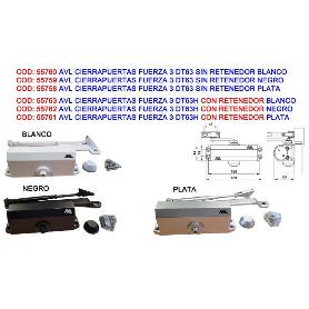 AVL CIERRAPUERTAS FUERZA 3 DT63H CON RETENEDOR BLANCO