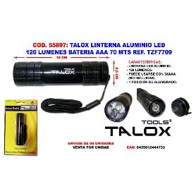 TALOX LINTERNA ALUMINIO LED 120 LUMENES BATERIAAAA 70 M. TZF7709