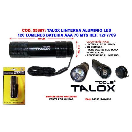 TALOX LINTERNA ALUMINIO LED 120 LUMENES BATERIAAAA 70 M. TZF7709