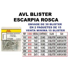 AVL BLISTER ESCARPIA ROSCA 14X25 ZINCADA  1915 (CAJA 15 UNIDADES)