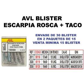 AVL BLISTER ESCARPIA ROSCA ZINCADA + TACO 17X40 2011 (CAJA 15 UNIDADES)