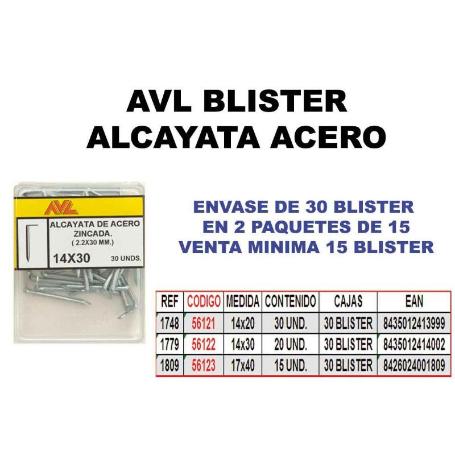 AVL BLISTER ALCAYATA ACERO 14X20 ZINCADA  1748 (CAJA 15 UNIDADES)