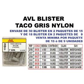 AVL BLISTER TACO GRIS NYLON   4 MM     2110 (CAJA 15 UNIDADES)