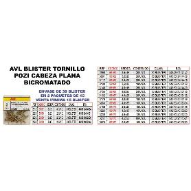 AVL BLISTER TORNILLO POZI C-PLANA 3,0X30 BICROMATADO 2943 (CAJA 15 UNIDADES)