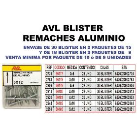 AVL BLISTER REMACHES ALUMINIO 5X12    2851 (CAJA 9 UNIDADES)