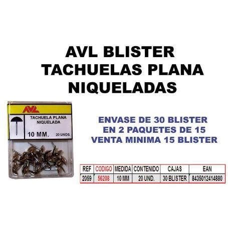 AVL BLISTER TACHUELAS NIQUELADA 10 MM 2059 (CAJA 15 UNIDADES)