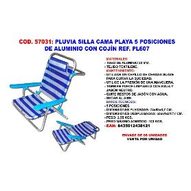 PLUVIA SILLA CAMA PLAYA 5 POSICION ALU 22MM C-COJIN XYC-101PL607