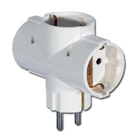 ELECTRICIDAD ADAPTADOR TRIPLE SCHUKO BLANCO BLIST.16A-250V 50516