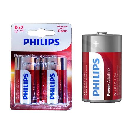 PHILIPS PILA ALCALINA POWERLIFE  LR20 D PHI-LR20 BLISTER 2 UNDS