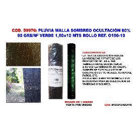 PLUVIA MALLA SOMBREO-OCULTACION  90G-M2 VERDE 1,50X10 MT ROLL