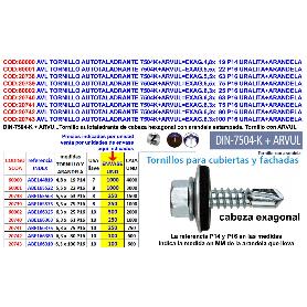 AVL TORNILLO AUTOTALADRANTE 7504K+ARVUL EXAG.4,8X  19 P14 URALIT (CAJA 1000 UNIDADES)