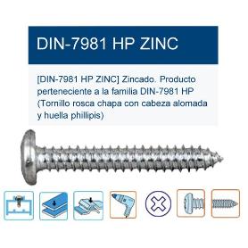 TORNILLO R-CHAPA DIN 7981HP ALOMADA PH1 2,9X 9,5 4X3-8 T8129009 (CAJA 10 UNIDADES)