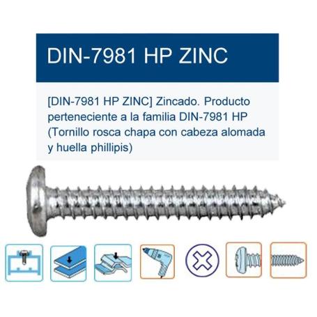 TORNILLO R-CHAPA DIN 7981HP ALOMADA PH1 2,9X13 4X1-2 T8129013 (CAJA 10 UNIDADES)