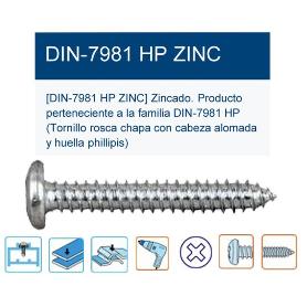 TORNILLO R-CHAPA DIN 7981HP ALOMADA PH2 3,9X32 7X1,1-4 T8139032 (CAJA 2.5 UNIDADES)