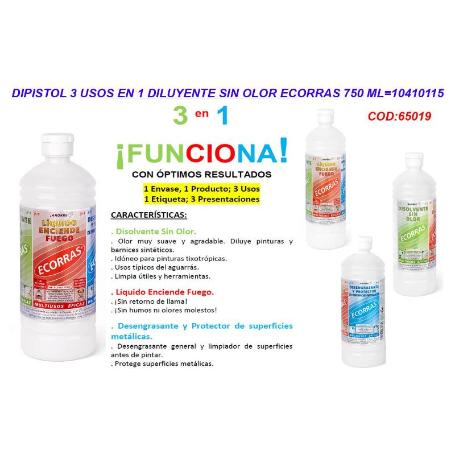 DIPISTOL 3 USOS EN 1 DILUYENTE SIN OLOR ECORRAS 750 ML 10410115