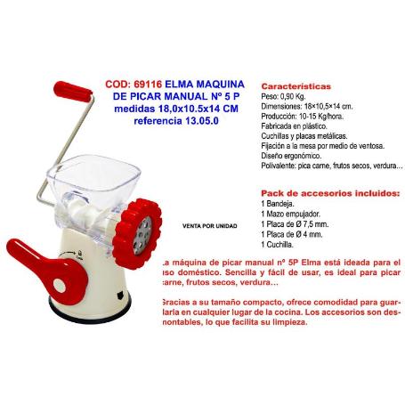 ELMA MAQUINA DE PICAR MANUAL Nº 5 P 18,0X10.5X14 CM 13.05.0