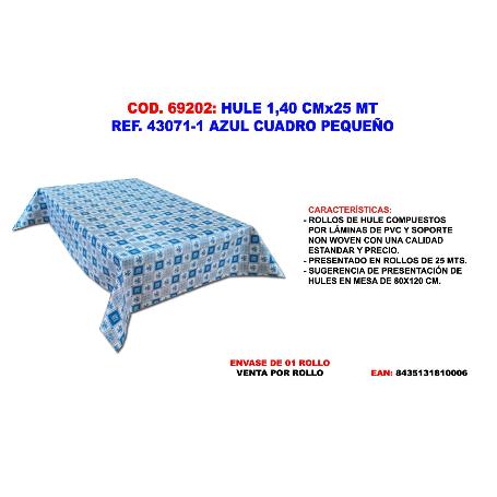 HULE 1,40 CMX25 MT REF-43071-1 AZUL CUADRO PEQUEÑO