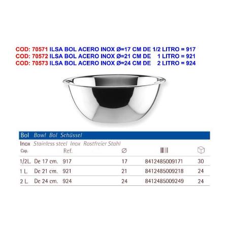 ILSA BOL ACERO INOX Ø 17 CM DE 1-2 LITRO   917