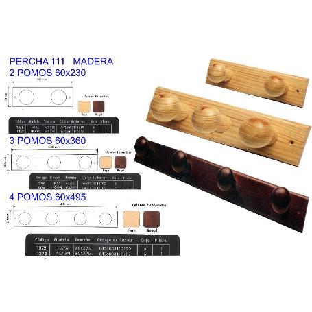 PERCHA 111   MADERA 2 POMOS 60X230 HAYA 1366