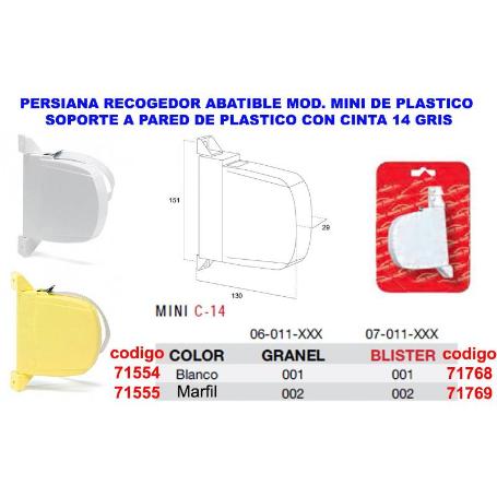 PERSIANA RECO.ABATIBLE MINI PLAST.BLANCO+CINTA 14 GRIS 06011001