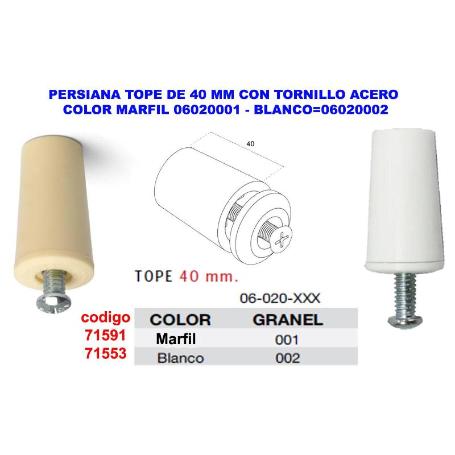 PERSIANA TOPE DE 40 MM CON TORNILLO ACERO COLOR MARFIL 06020001