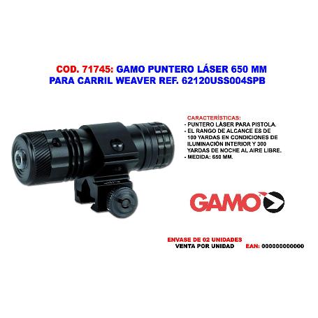 GAMO PUNTERO LASER 650 MM PARA CARRIL WEAVER REF 62120USS004SPB