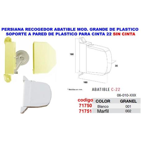 PERSIANA RECO.ABATIBLE PLAST.GRANDE BLANCO DE CINTA 22 06010001