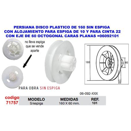 PERSIANA DISCO PLAST.SIN ESPIGA 16X60 PARA CINTA 22 06092101