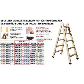 ESCALERA MADERA 1007 HOMOLOGAD.PELD.PLANO   3 P 0,80M+TACOS 7928