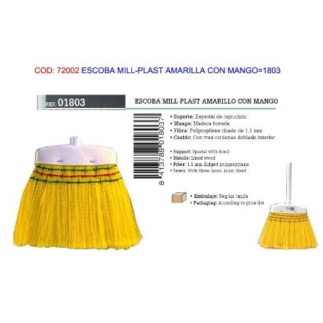 ESCOBA MILL-PLAST AMARILLA CON MANGO 1803