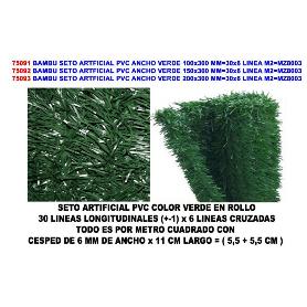 BAMBU SETO ARTIFICIAL PVC HOJA ANCHA PINO VERDE 1 X 3M MZ8003