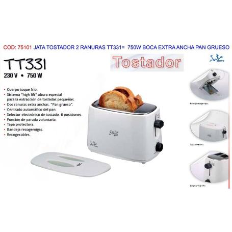 JATA TOSTADOR 2 RANURAS TT331   750W BOCA EXTRA ANCHA PAN GRUESO