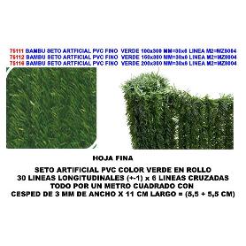 BAMBU SETO ARTIFICIAL PVC HOJA FINA PINO  VERDE 1 X 3  M MZ8004