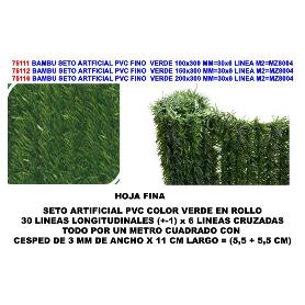 BAMBU SETO ARTIFICIAL PVC HOJA FINA PINO VERDE 1.50 X 3 M MZ8004