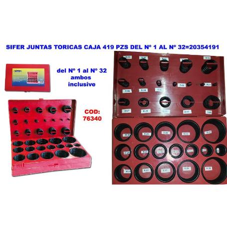 SIFER JUNTAS TORICAS CAJA 419 PZS DEL Nº 1 AL Nº 32 20354191