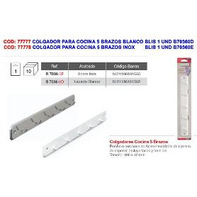 BRINOX COLGADOR PARA COCINA 5 BRAZOS BLANCO BLIST.1 UND B70360D