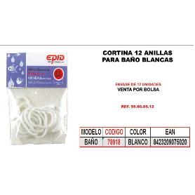 CORTINA BAÑO ANILLA BLANCA BOLSA 12 UNIDAD 55.60.05