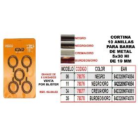 CORTINA 10 ANILLAS+GANCHO HIERRO BARRA 19MM 5X30 06 NEGRO