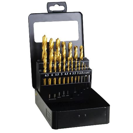 ESTUCHE BROCAS HSS TITANIO 1-10 MM. 19 PIEZAS